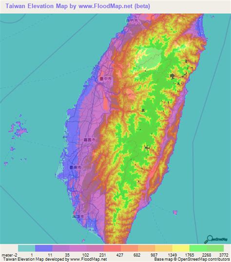 地勢圖|台灣等高線圖 Taiwan Contour Map